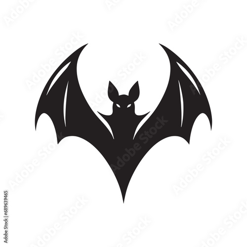 Bat silhouette: Graceful bat bird soaring against a moonlit sky. Intricate black silhouette for your design needs. Black vector bat silhouette.

