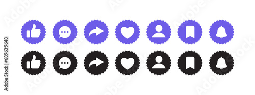 Like, comment, share, repost icons. Social media interface icons. Vector scalable graphics