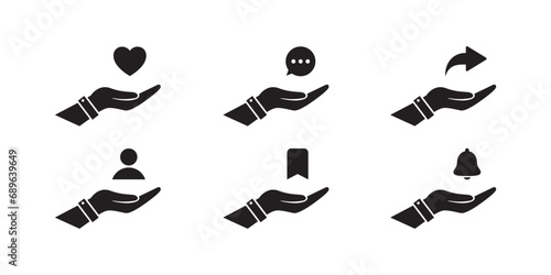 Like, comment, share, repost. Social media interface icons. Vector scalable graphics