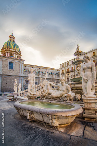 Pretoria fountain in the historic city center of Palermo, Italy 