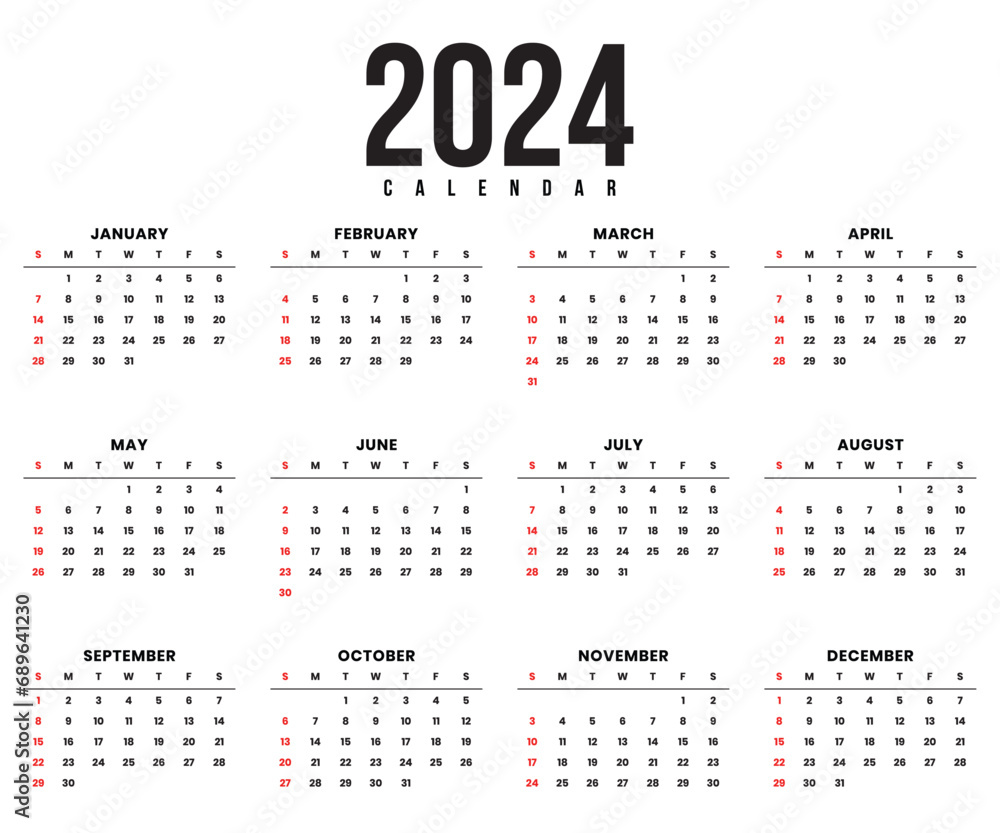 modern 2024 calendar template vector