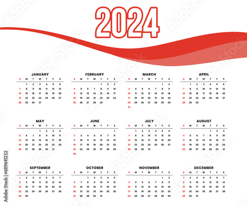 modern 2024 calendar template vector