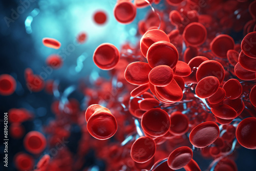 3d rendering of red blood cells in the bloodstream close-up