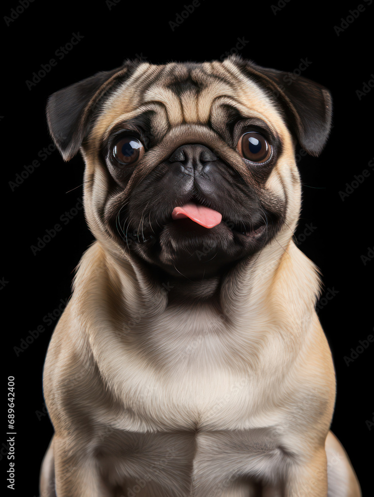 Pug Dog Studio Shot Isolated on Clear Background, Generative AI Pug Dog Studio Shot Isolated on Clear Background, Generative AI