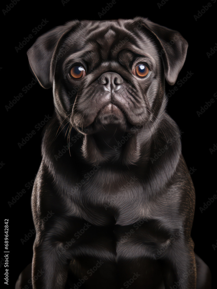 Pug Dog Studio Shot Isolated on Clear Background, Generative AI Pug Dog Studio Shot Isolated on Clear Background, Generative AI