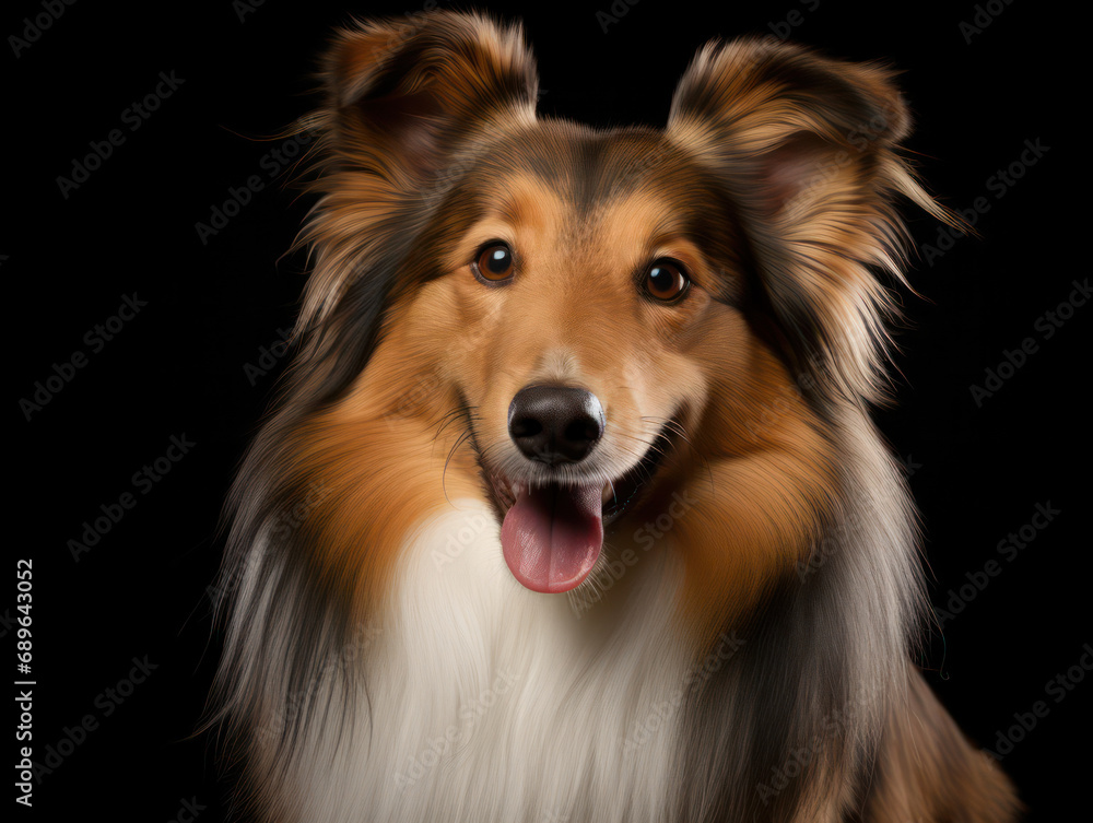 Fototapeta premium Sheltie Dog Studio Shot Isolated on Clear Background, Generative AI