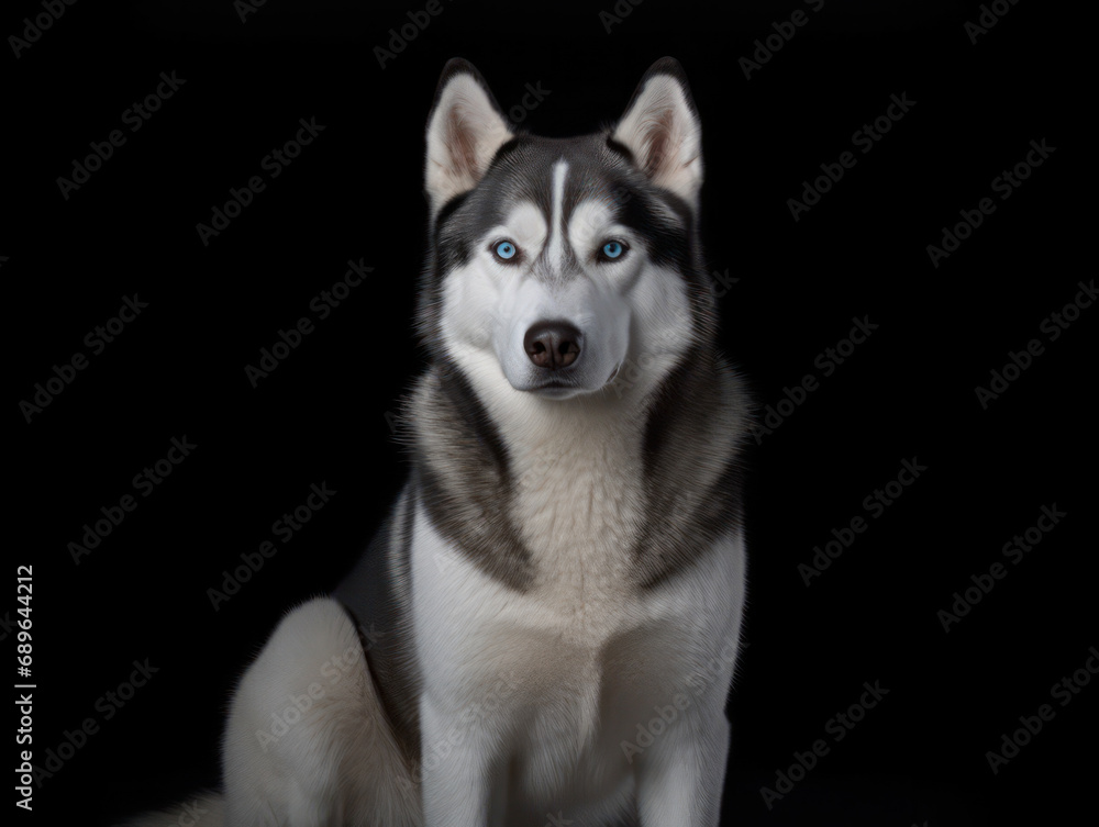 Siberian Husky Dog Studio Shot Isolated on Clear Background, Generative AI