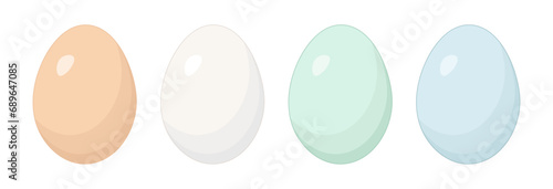 Colorful birds or reptiles eggs. Can be used for Easter decorations and biological illustrations. Vector on transparent background.