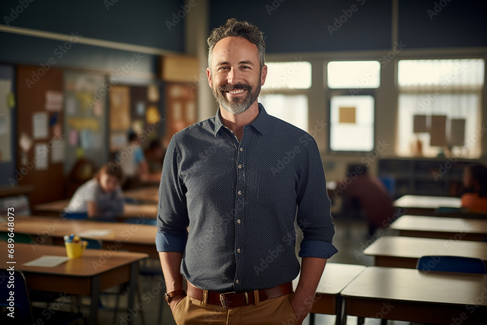 teacher in front of classroom stock photo teacher in front of classroom stock photo