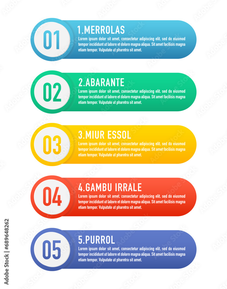 Simple Colorful Infographic Banners 5 Numbers with Icons. Can be used for process, presentations, layout, banner,info graph. Vector illustration Simple Colorful Infographic Banners 5 Numbers with Icons. Can be used for process, presentations, layout, banner,info graph. Vector illustration