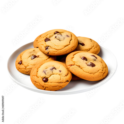 Plate of Chocolate Cookies Isolated on a Transparent Background