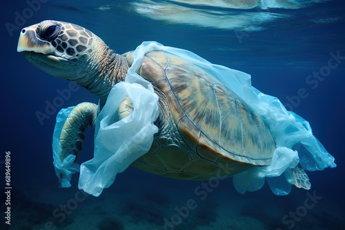 plastic crisis save the ocean A plastic bag a turtle