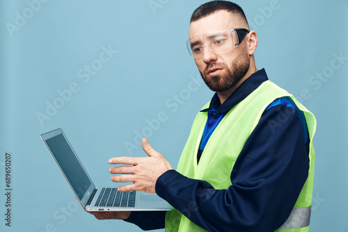 Caucasian man sitting adult man businessman working technology computer business laptop person background