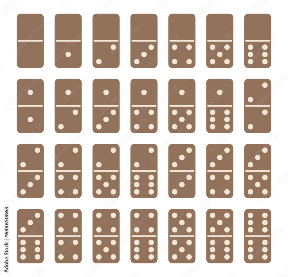 Set of brown domino tiles. Vector and PNG on transparent background. Set of brown domino tiles. Vector and PNG on transparent background.