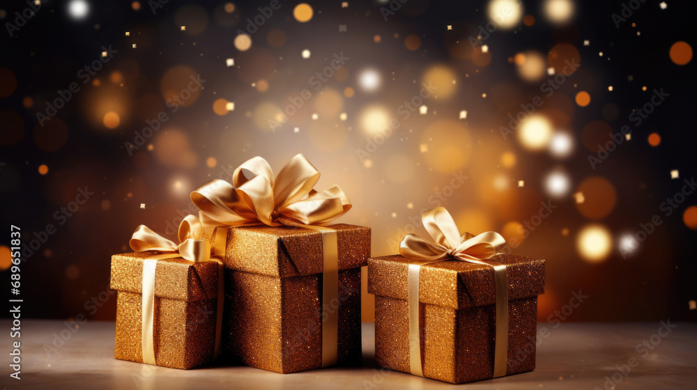 Christmas gift boxes, a vibrant backdrop Christmas gift boxes, a vibrant backdrop