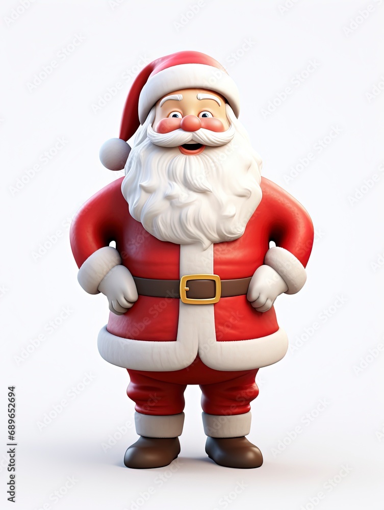 Fototapeta premium 3D Santa claus character , white background with generative ai 