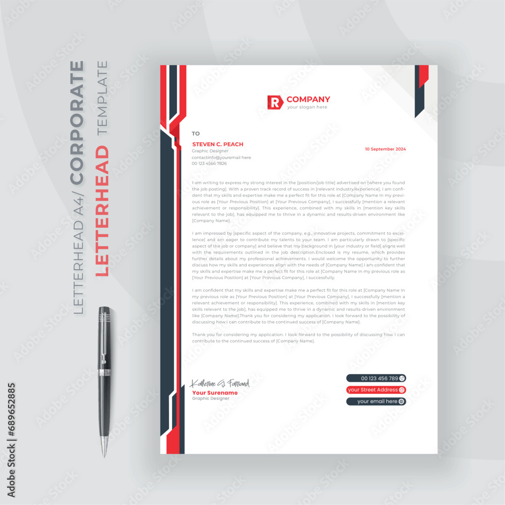 modern business letterhead in abstract design