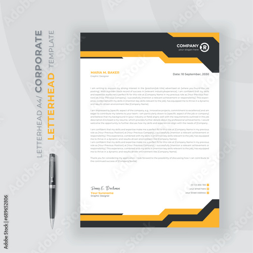 Quadro su tela Letterhead Layout with Yellow Accents