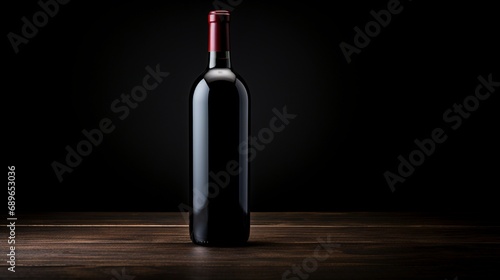 Elegant black bottle with wine mockup