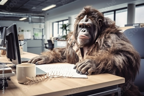 funny work weekdays in the office. Stupid boss in the office stupid office workers. Chimpanzee office worker