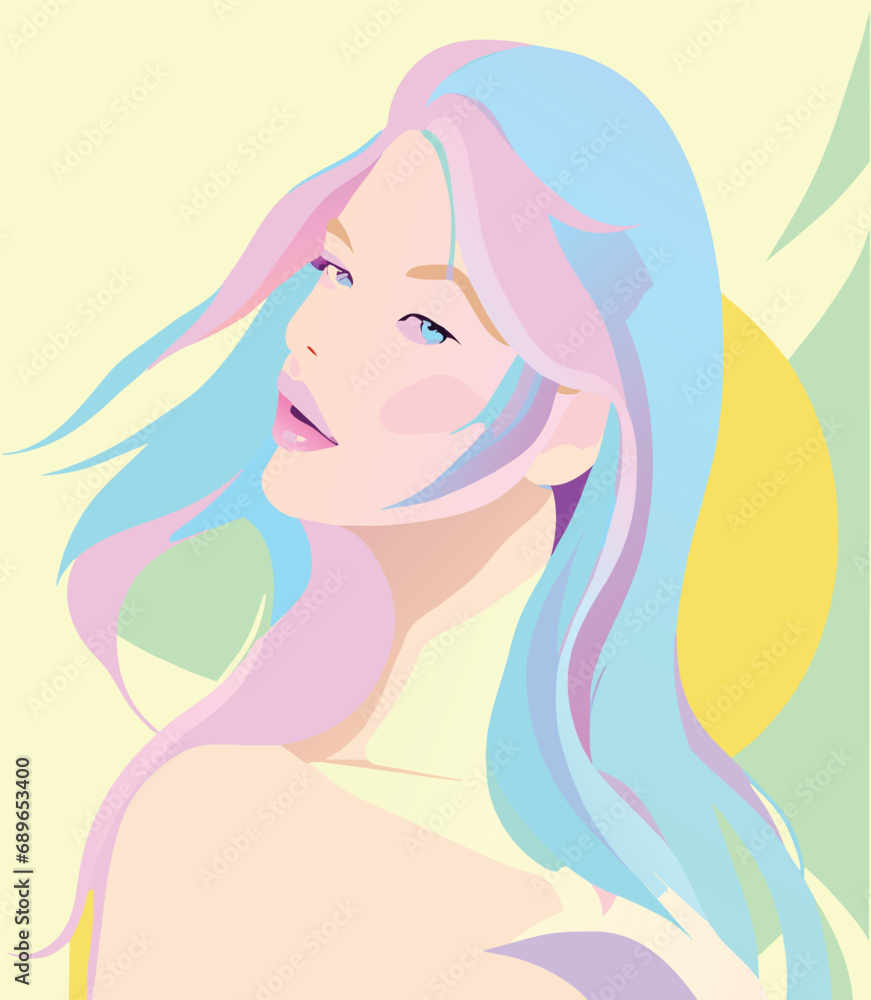 color vector portrait of a woman