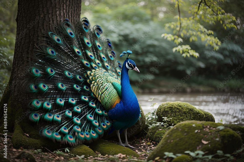 Obraz premium peacock with blooming tail