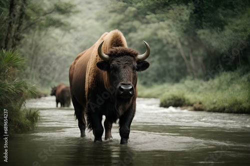 portrait of bison in the wild