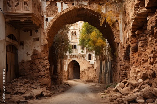 Ornate doorway in the Al-Adhamiya district, Generative AI photo