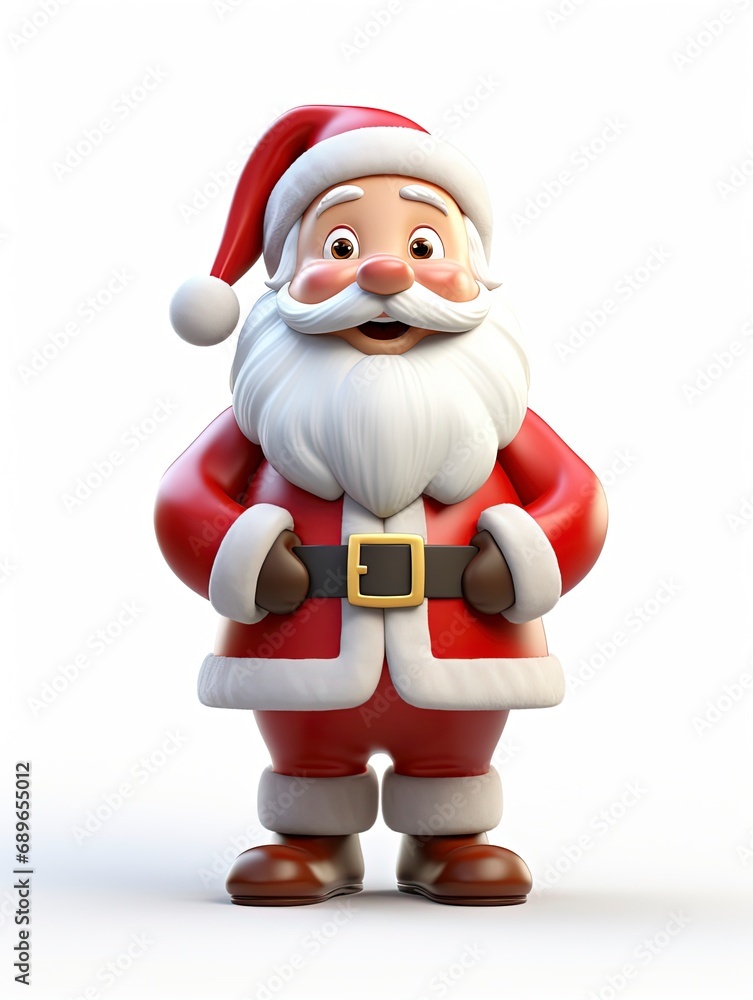 3D Santa claus character , white background with generative ai 