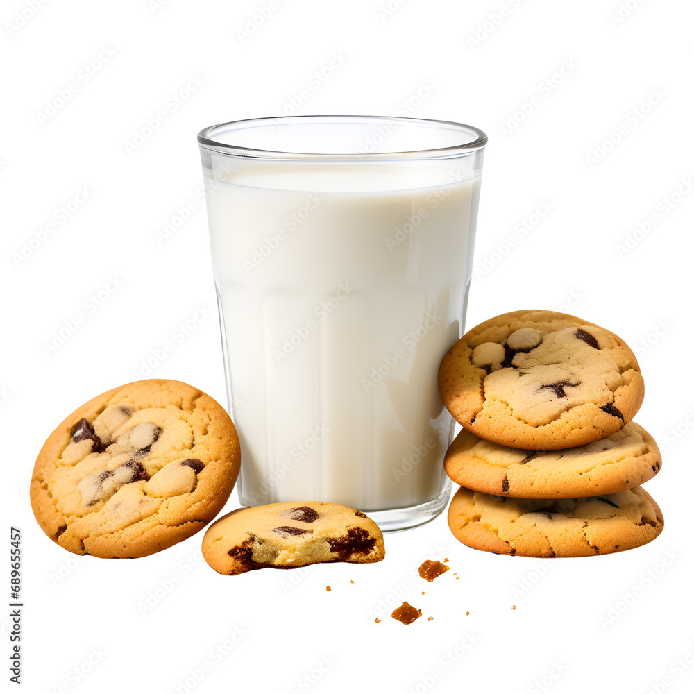 Glass of Milk and Cookies Isolated on a Transparent Background Glass of Milk and Cookies Isolated on a Transparent Background