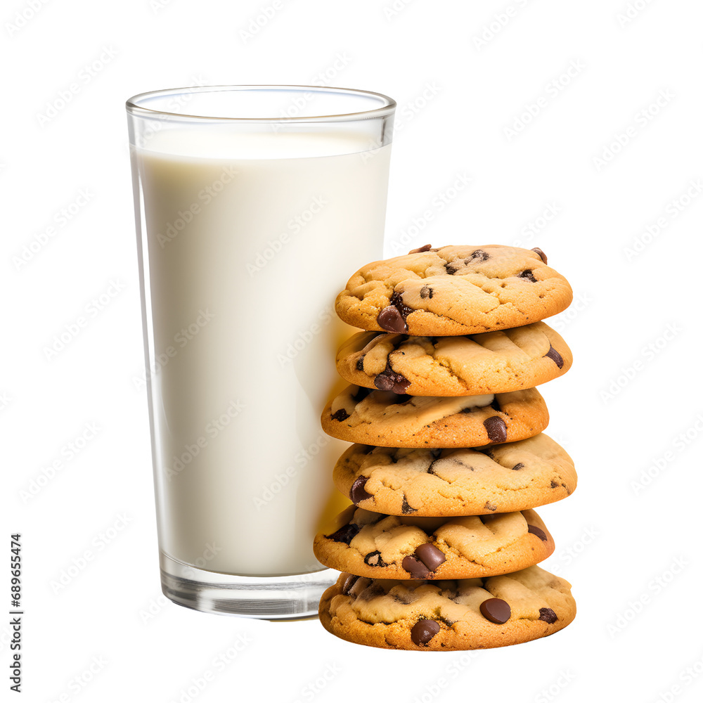 Milk and Cookies Isolated on a Transparent Background Milk and Cookies Isolated on a Transparent Background