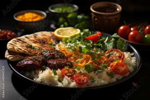 Traditional Iraqi cuisine at a local restaurant, Generative AI