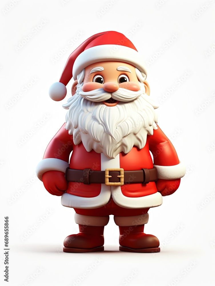 3D Santa claus character , white background with generative ai 3D Santa claus character , white background with generative ai