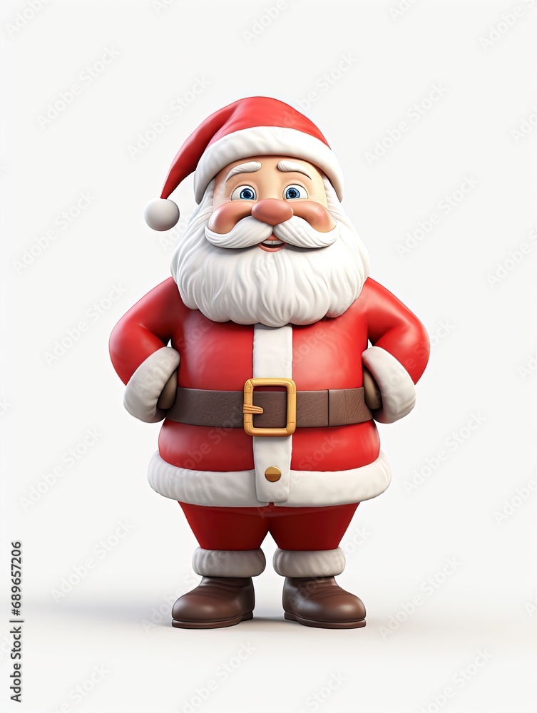 3D Santa claus character , white background with generative ai 3D Santa claus character , white background with generative ai