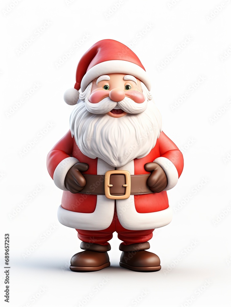 3D Santa claus character , white background with generative ai 