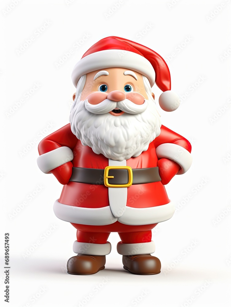3D Santa claus character , white background with generative ai 3D Santa claus character , white background with generative ai