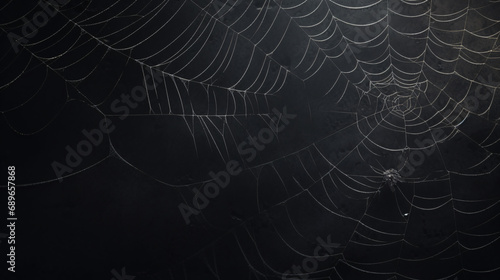 Spider web over black background. Halloween concept. © Riya