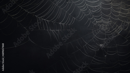 Spider web over black background. Halloween concept.