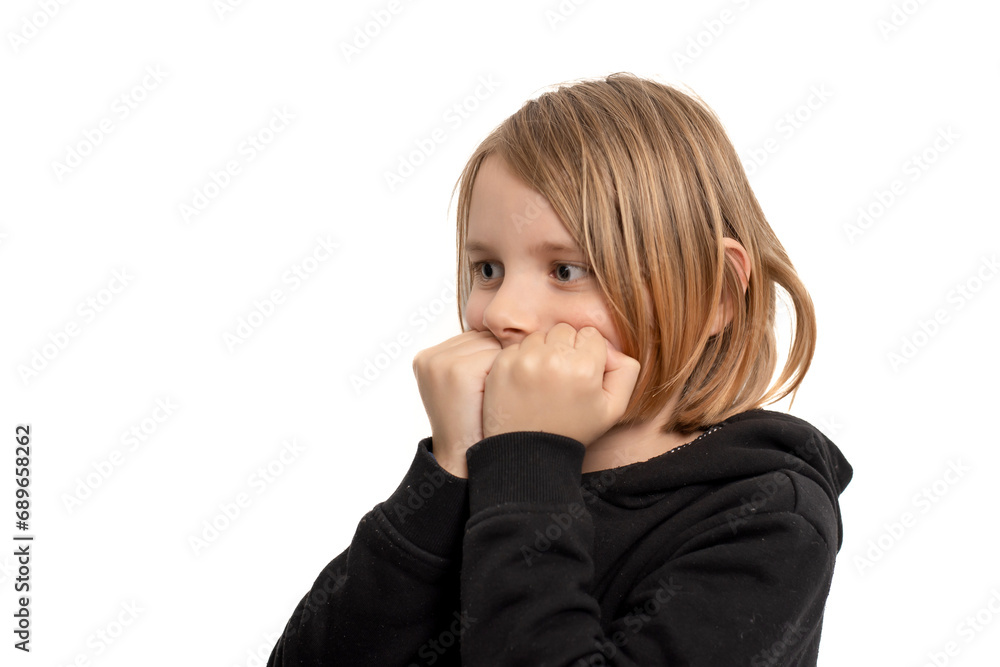 Positioned on a clean canvas, a boy practices martial arts strikes with his long hair flowing, adopting a combat-ready stance Positioned on a clean canvas, a boy practices martial arts strikes with his long hair flowing, adopting a combat-ready stance