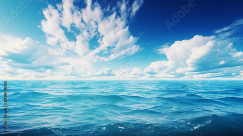 Beautiful blue sea and white clouds background. 