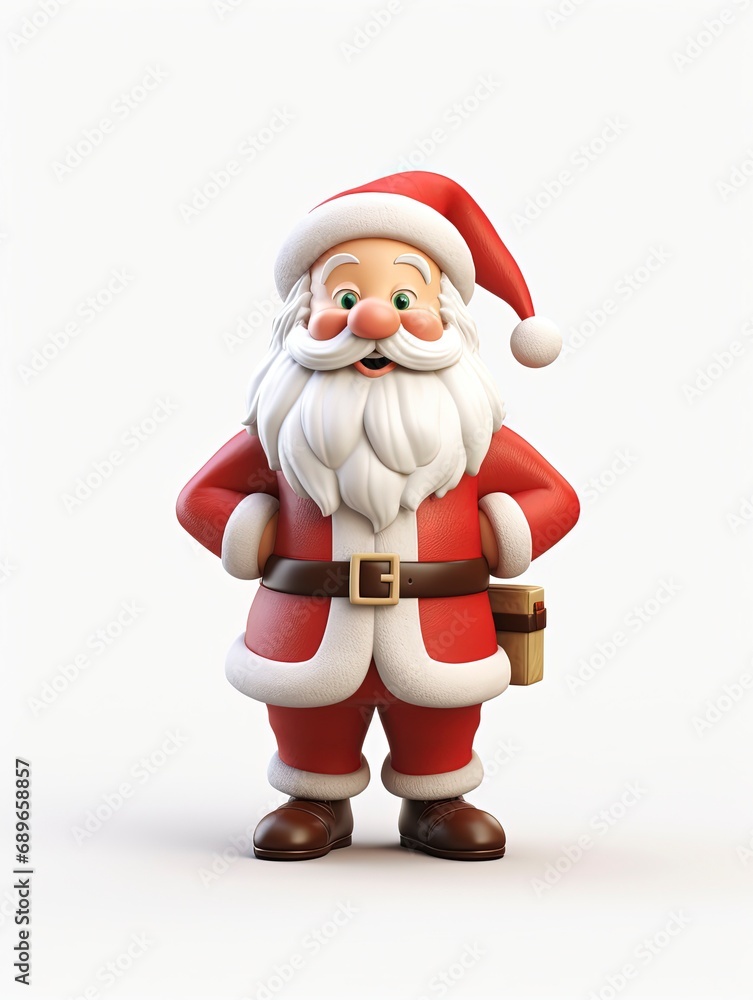 3D Santa claus character , white background with generative ai 3D Santa claus character , white background with generative ai