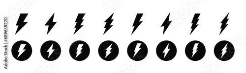 flash lightning bolt icon. Electric power icon symbol. flash thunderbolt icon in flat style. Power energy sign and symbol. Vector illustration photo
