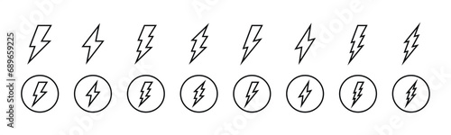 flash lightning bolt icon. Electric power icon symbol. flash thunderbolt line icon. Power energy sign and symbol. Vector illustration