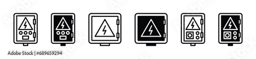 Electrical power switch box icon. Circuit breaker, switch panels thin line icon. Fuse box. Vector illustration photo