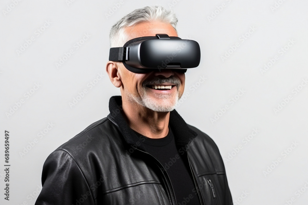 Youngster watching 3d object in virtual world fun cheerful vr glasses goggles generative ai Youngster watching 3d object in virtual world fun cheerful vr glasses goggles generative ai