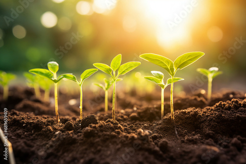 Young plant cultivating agriculture and eco living concept made with generative ai technology photo
