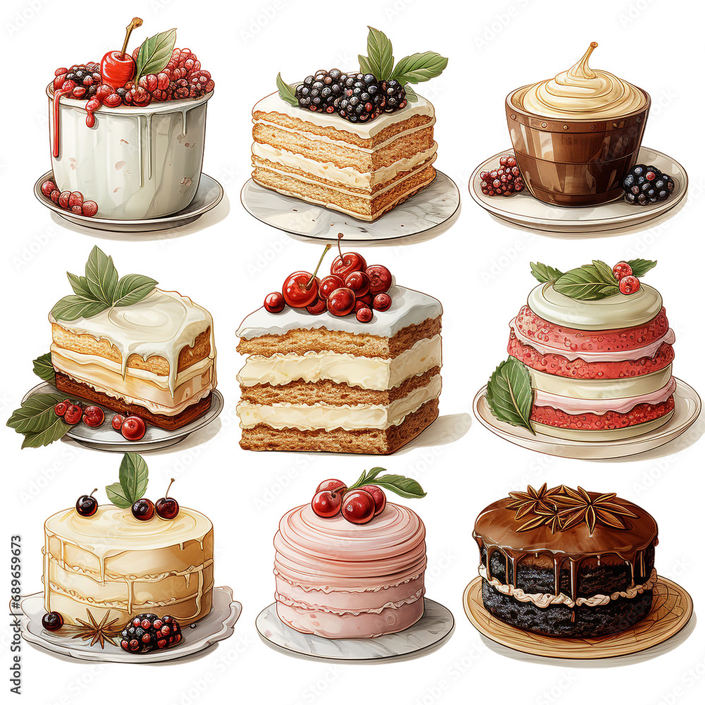 Watercolor Christmas Illustration set of sweets Watercolor Christmas Illustration set of sweets