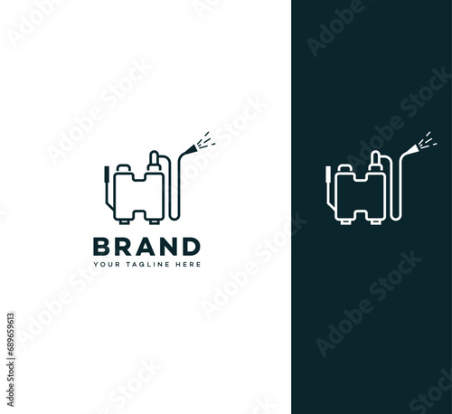 Backpack sprayer logo design template elements. Vector illustration. New Modern logo.
