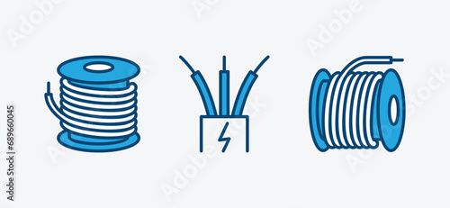 Electric cable icons set. Electrical wires and cables icon sign and symbol. Vector illustration