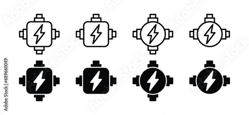 Electric junction box thin line icons. Vector illustration